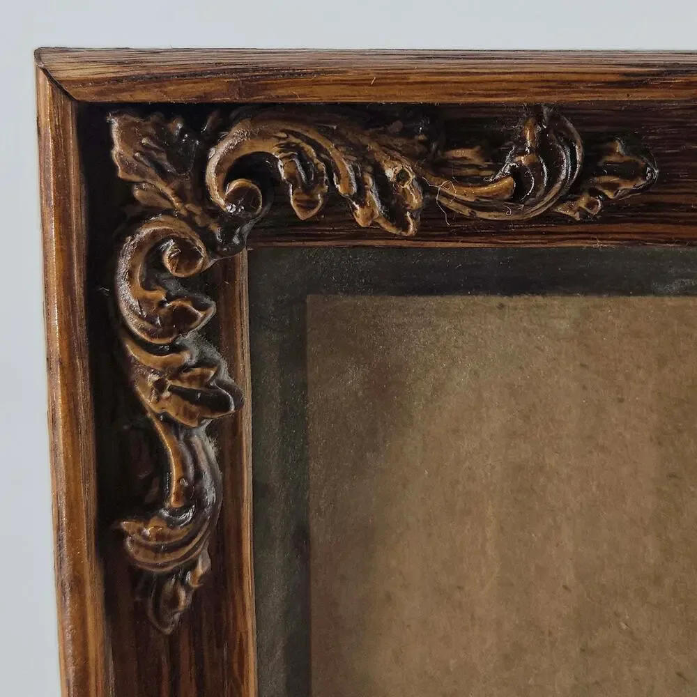 Vintage carved oak wood Picture Frame acanthus leaf Design